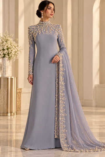 Maxi Dress with pearls embellishment